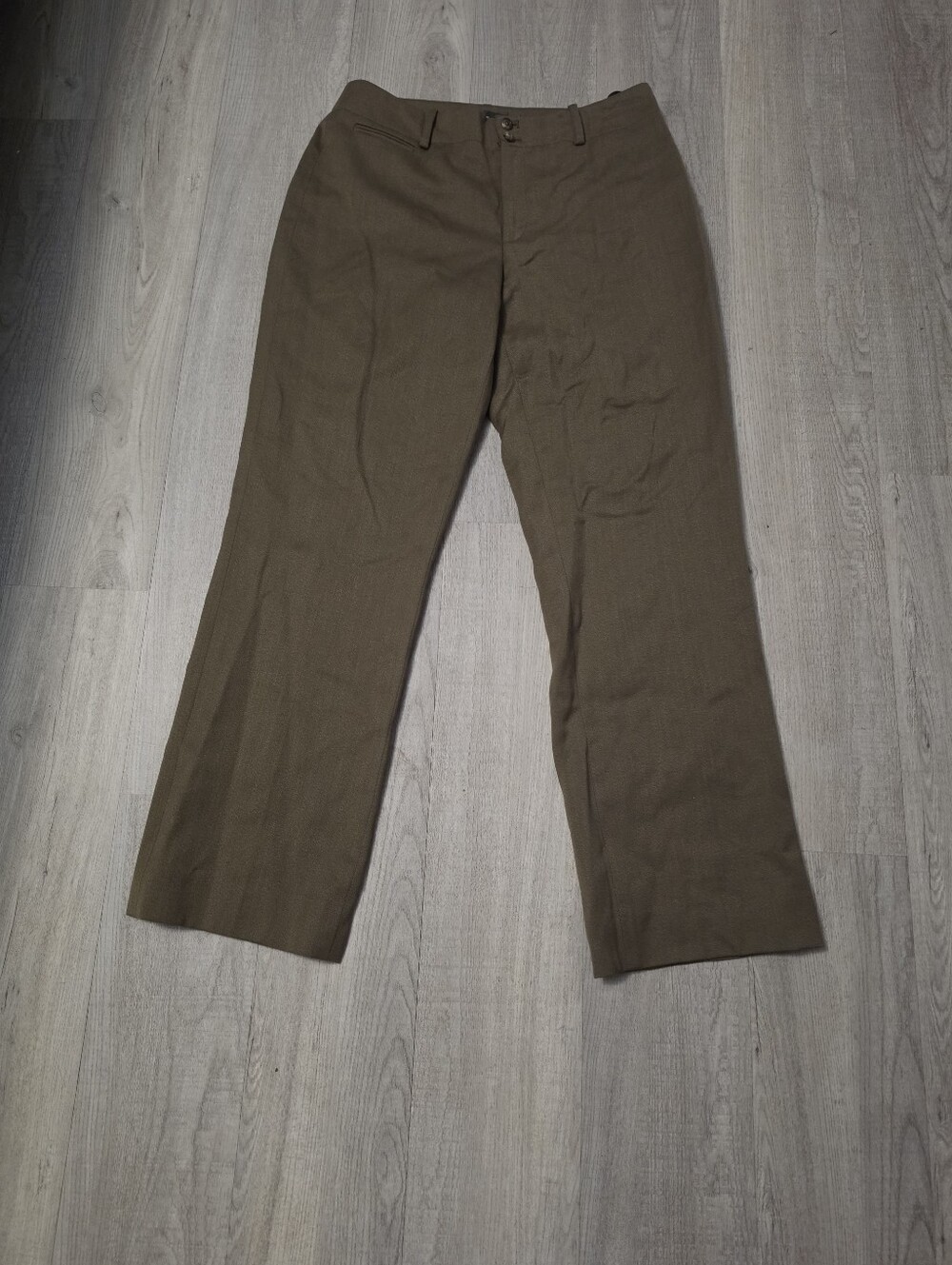 Lauren Ralph Lauren 100% Wool Pants Women Size 8 Olive Green Brown Dress Trouser